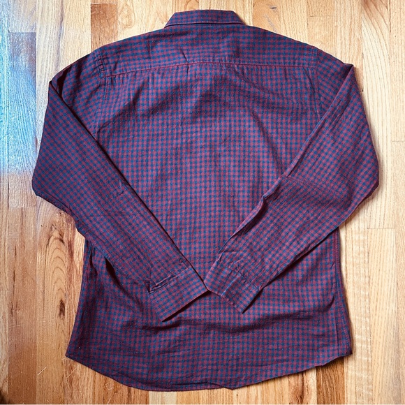 Scoop NYC Men’s Large Red Grey Check Long Sleeve Button Down Shirt Made in Italy - Picture 7 of 7